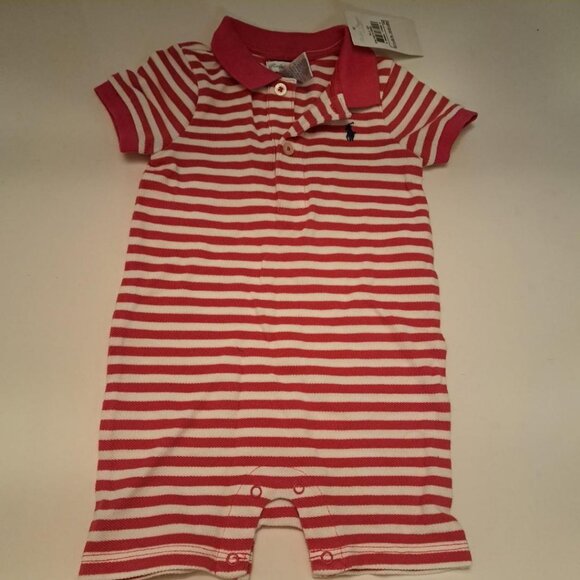 Ralph Lauren striped red baby outfit onesie 9 month romber NEW NWT - Picture 1 of 3